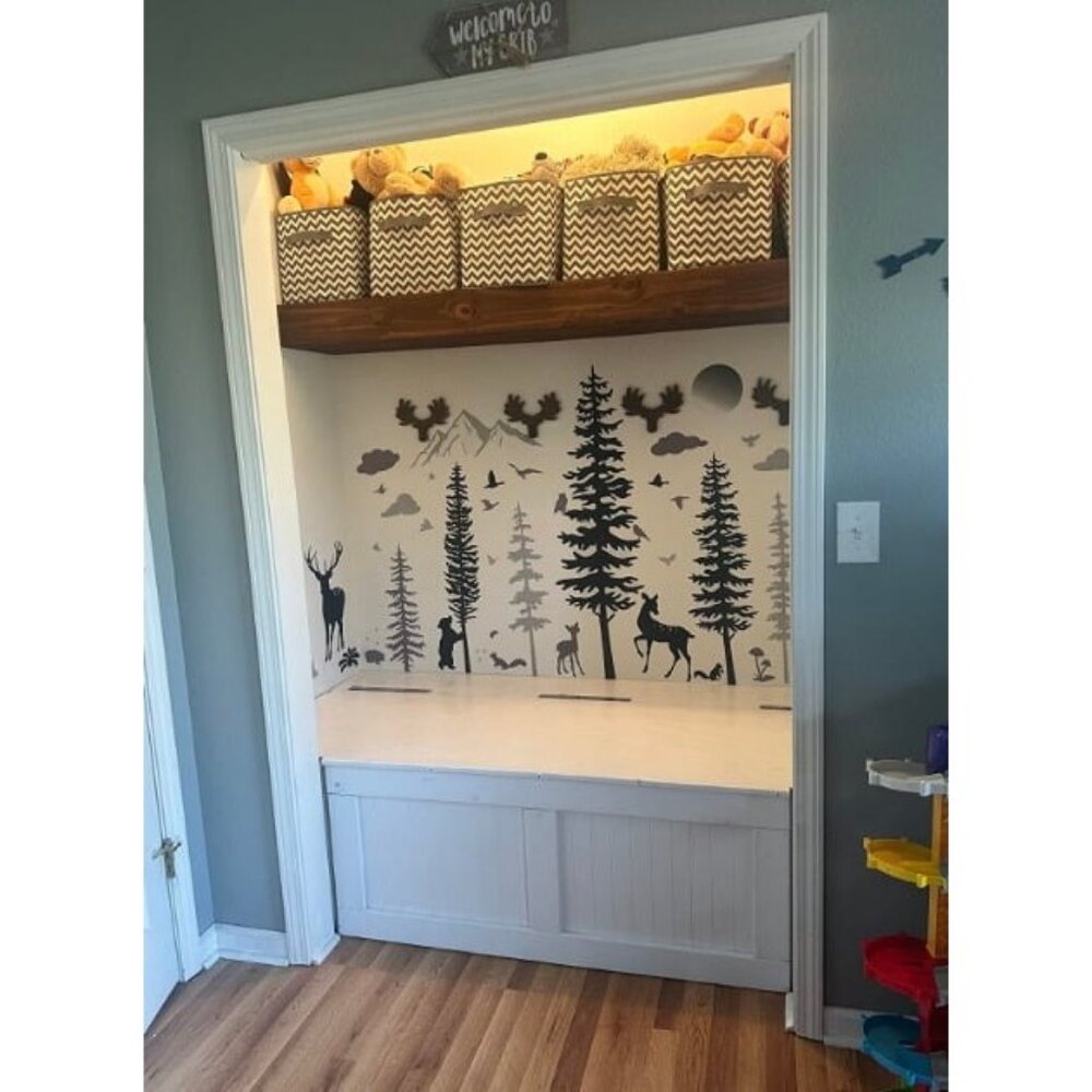 Nursery Wall Decals Forest Deers Wall Stickers Bears Pine Tree Wall Decals Mural